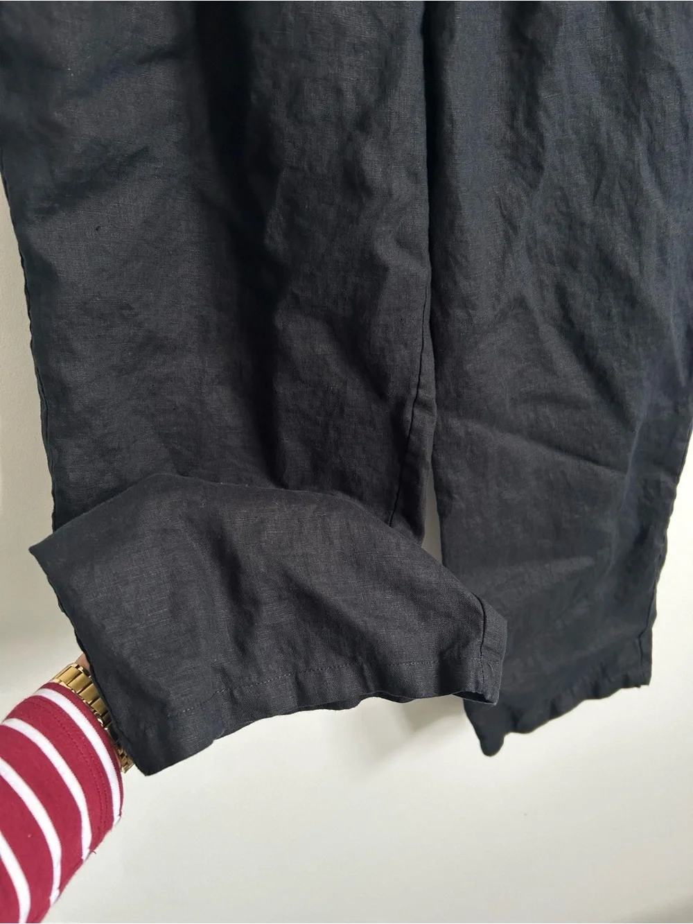 Quince Black Linen Cropped Pants XL